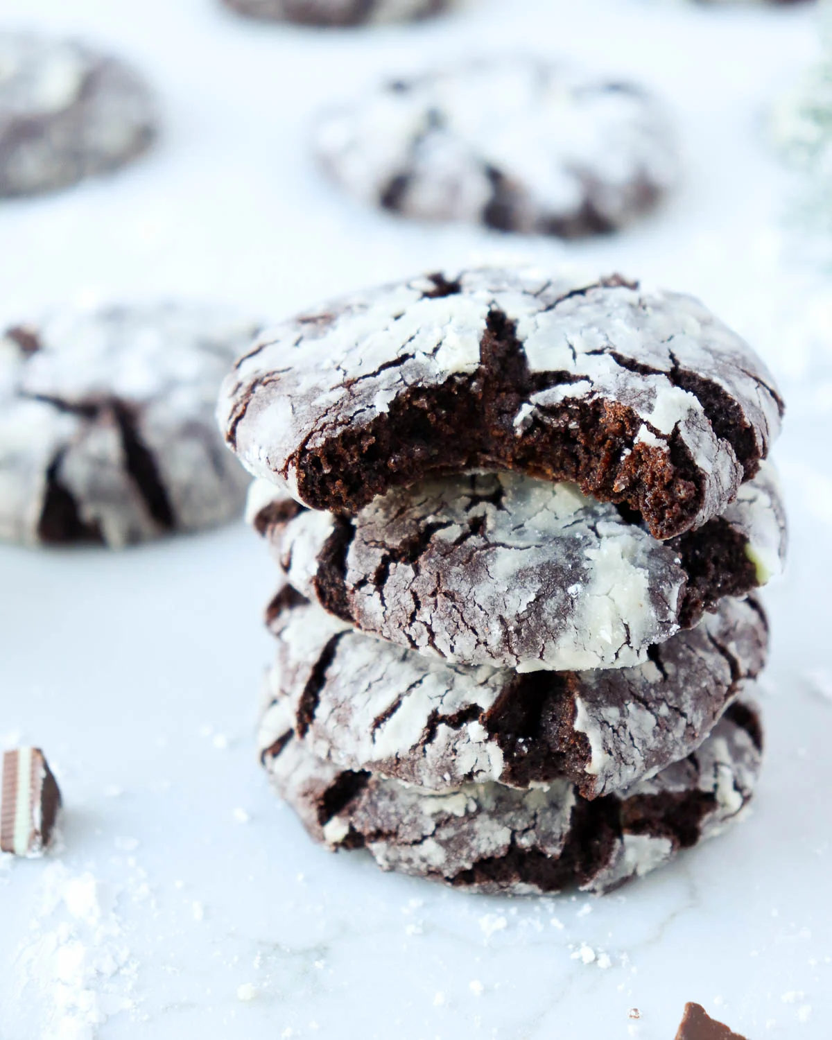 Andes Chocolate Peppermint Crinkle Cookies