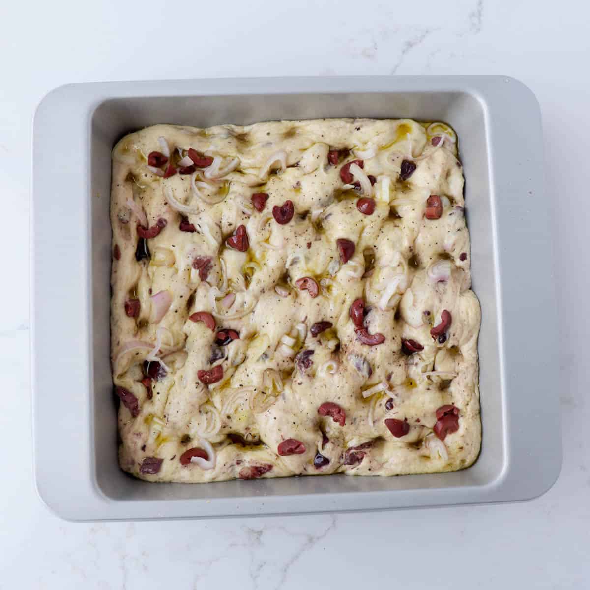 Shallot Black Olive Focaccia Bread