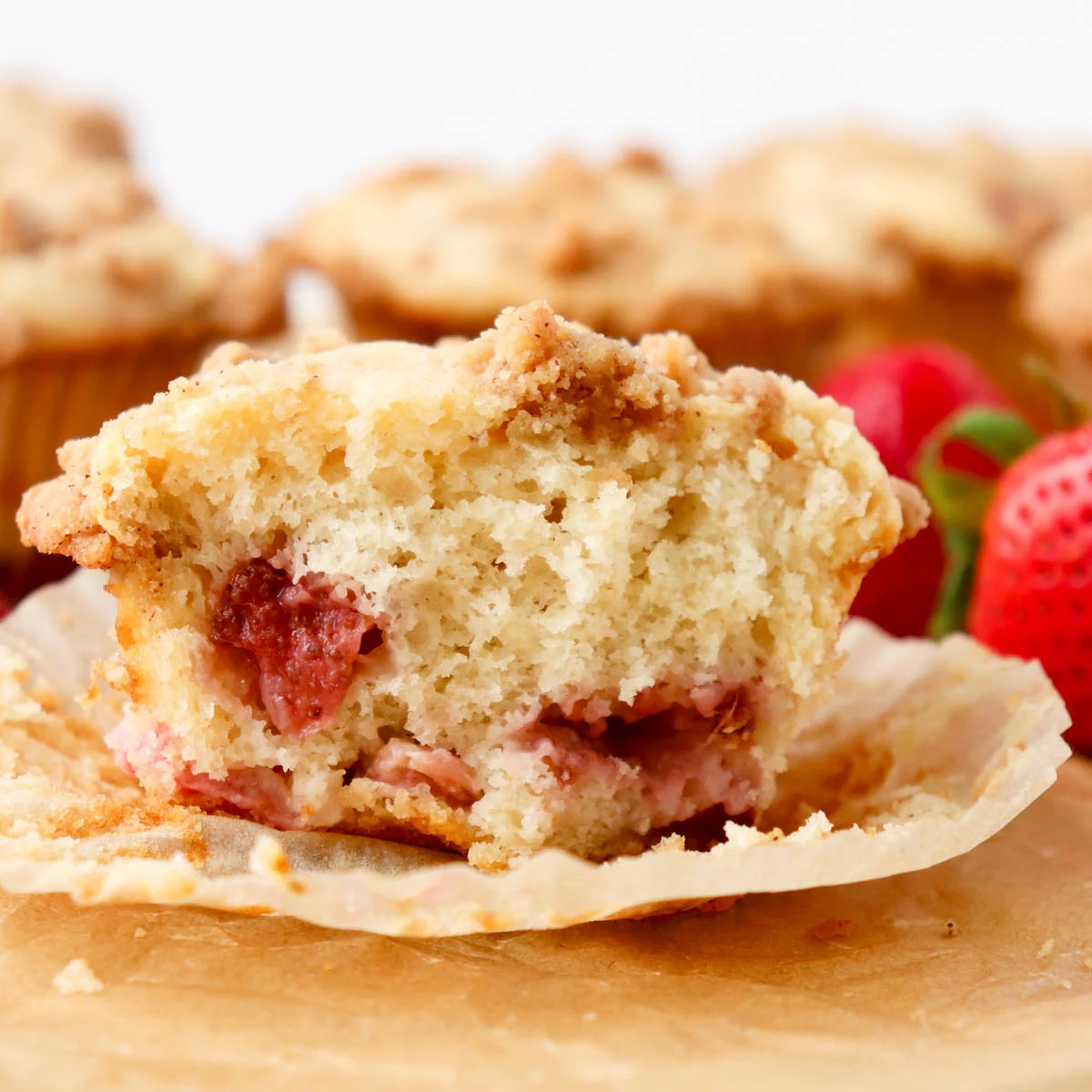 Strawberry Rhubarb Muffins with Streusel Topping