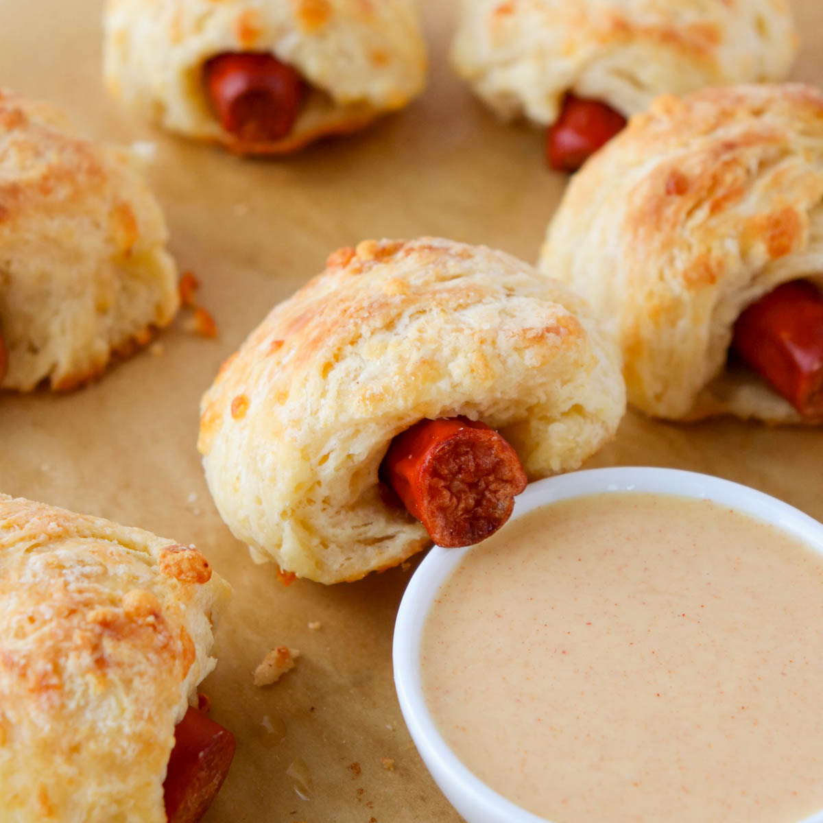 Pepperoni Biscuit Rolls with Honey Mustard Sauce