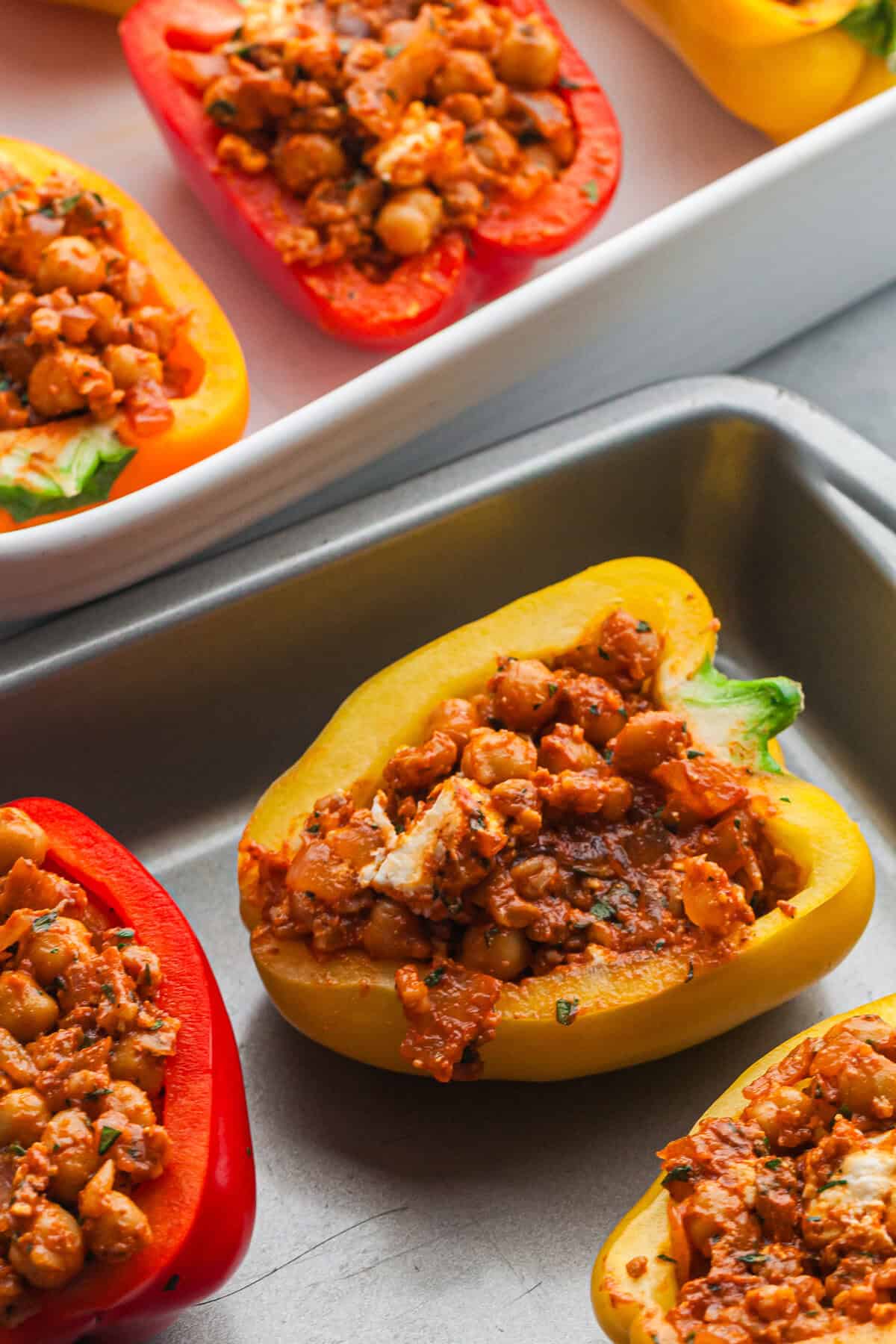 Harissa Chickpea Stuffed Peppers