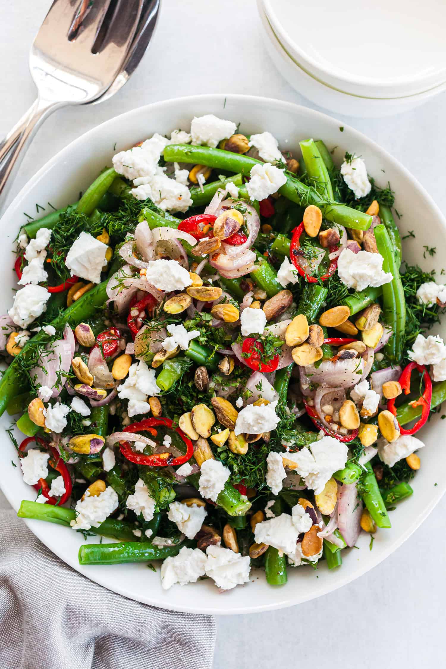 Green Bean Salad with Fresno Chili, Herbs & Goat Cheese