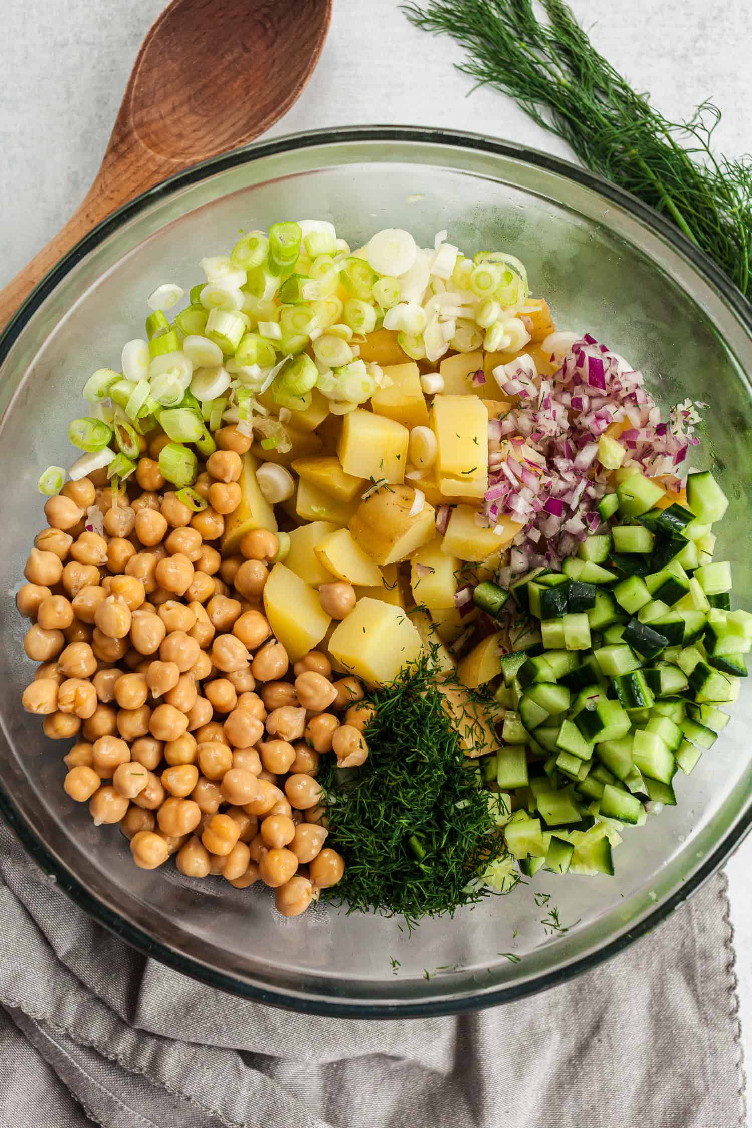 Dill Potato Salad with Chickpeas and Cottage Cheese Dressing