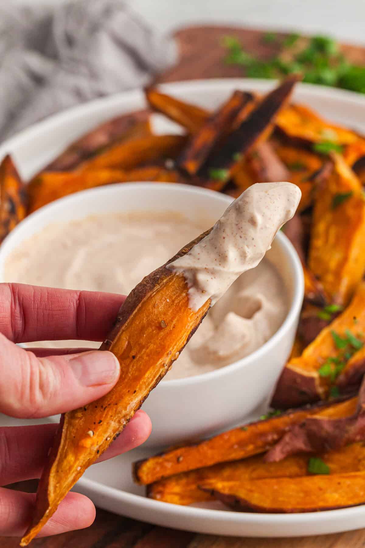 Roasted Sweet Potatoes with Greek Yogurt Dip