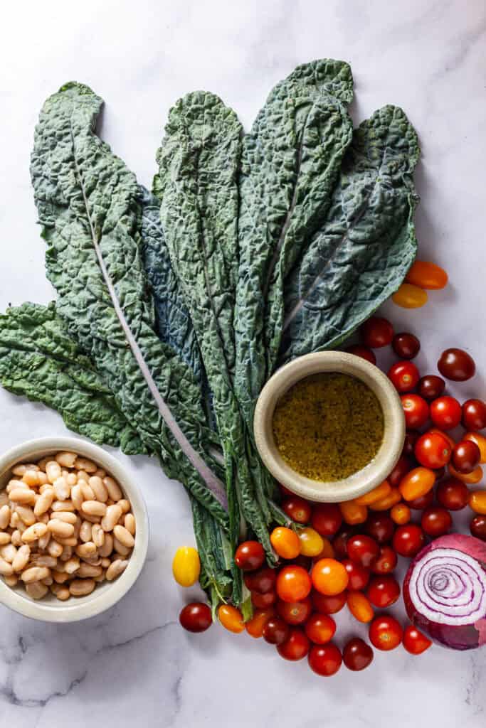 Kale and White Bean Salad with Pesto Dressing