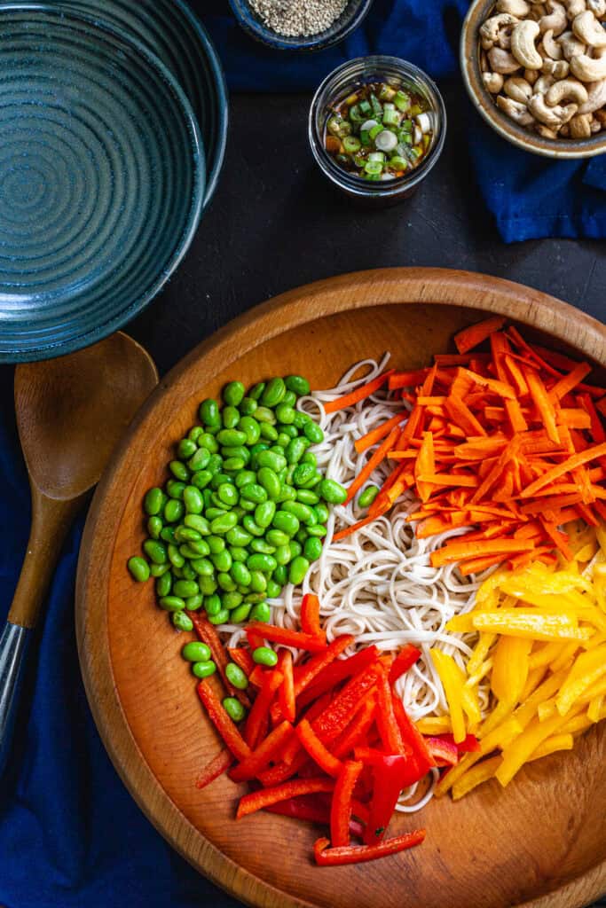 Spicy Udon Noodle Salad with Edamame and Cashews