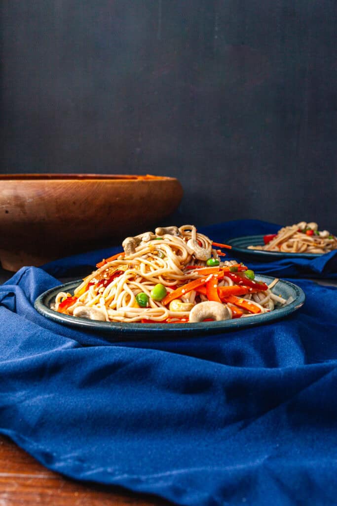 Spicy Udon Noodle Salad with Edamame and Cashews