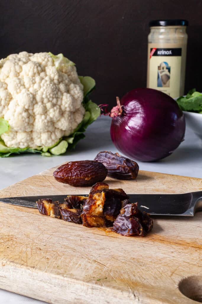 Roasted Cauliflower with Tahini and Dates