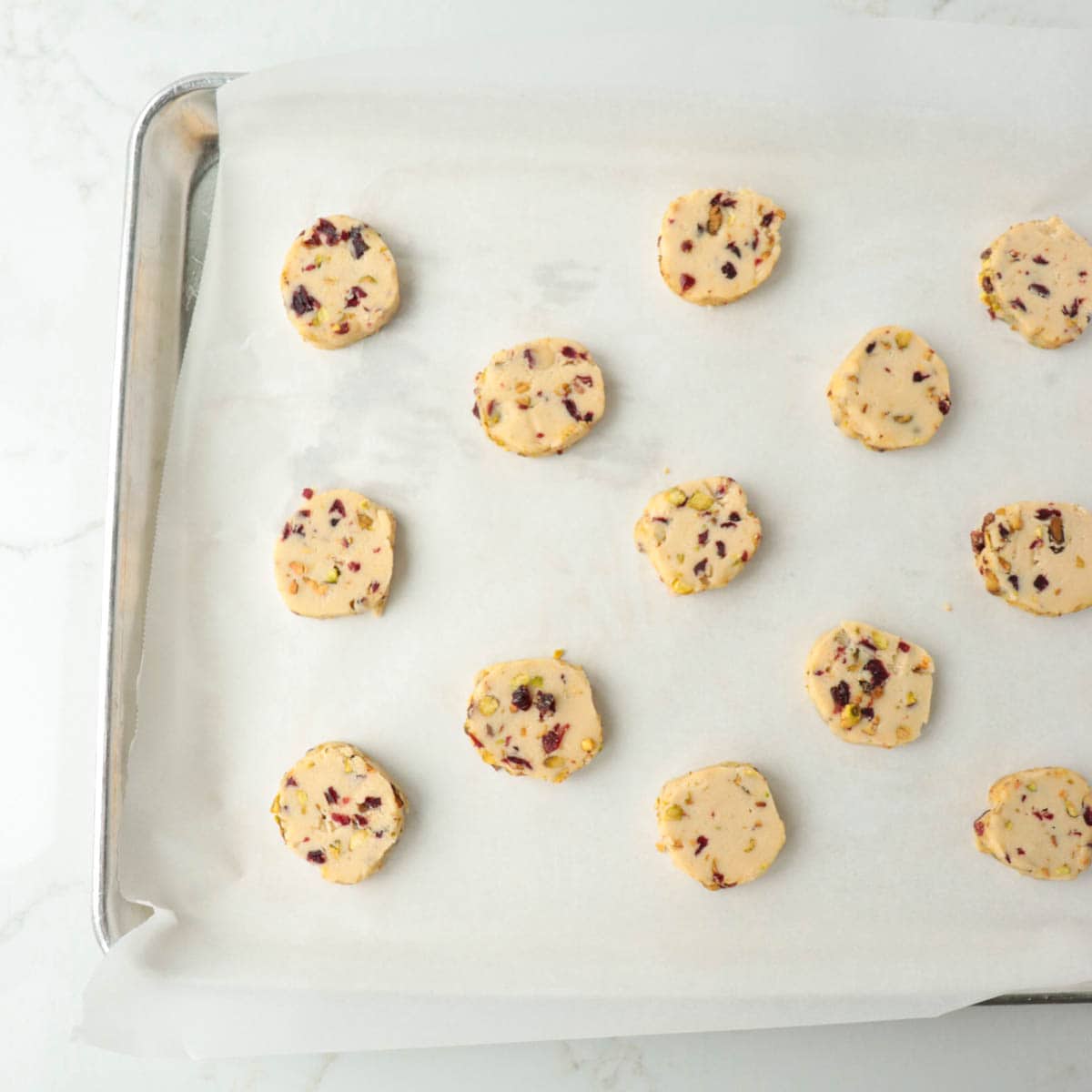 Cranberry Pistacchio Slice and Bake Cookies