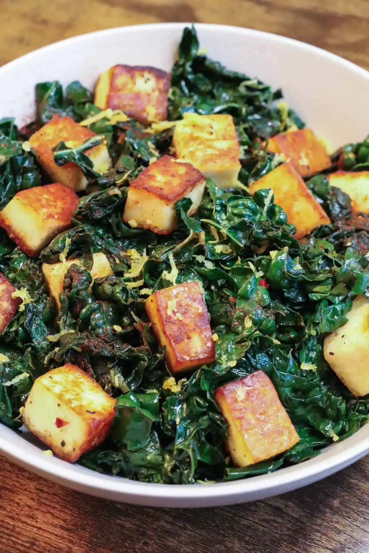 Sautéed Kale with Pan Fried Paneer