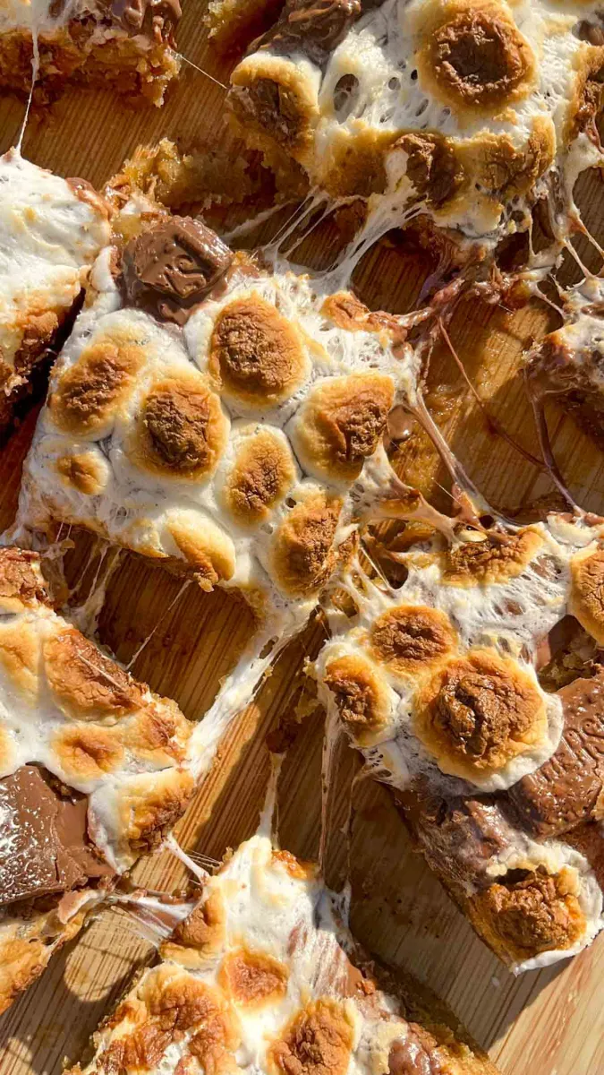 S’mores Cookie Bars with Brown Butter and Toasted Marshmallows