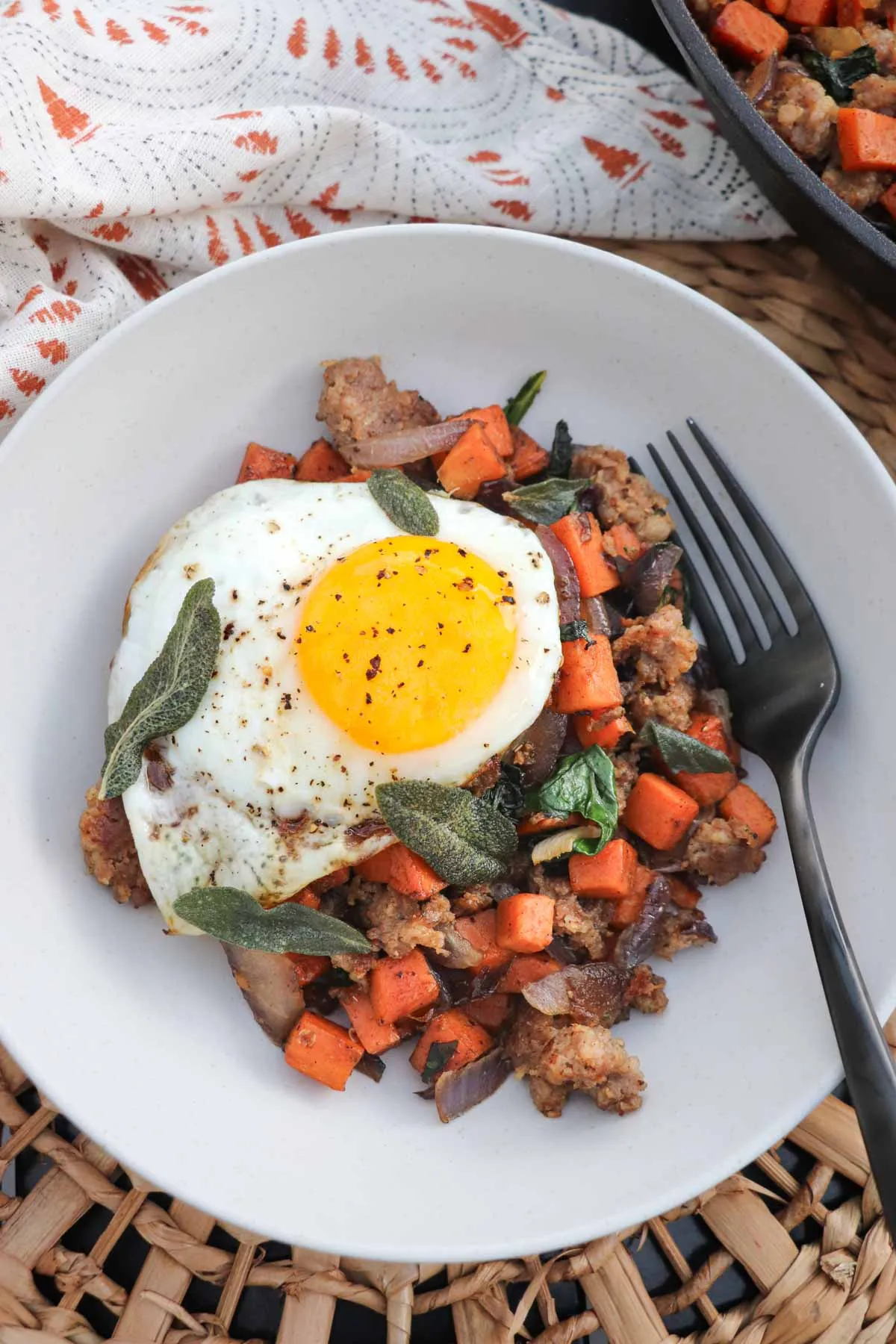 Sweet Potato Breakfast Hash with Sausage and Sage