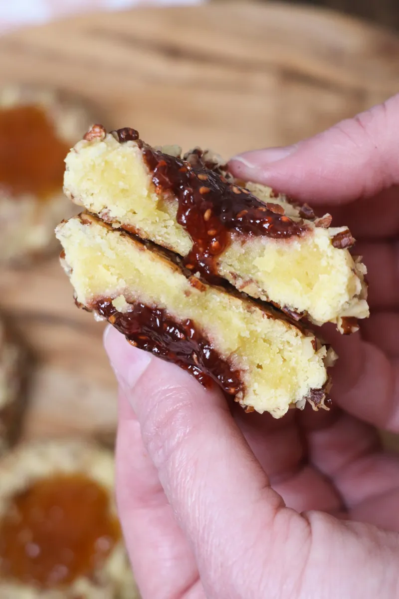 Classic Thumbprint Cookies with Jam and Pecans
