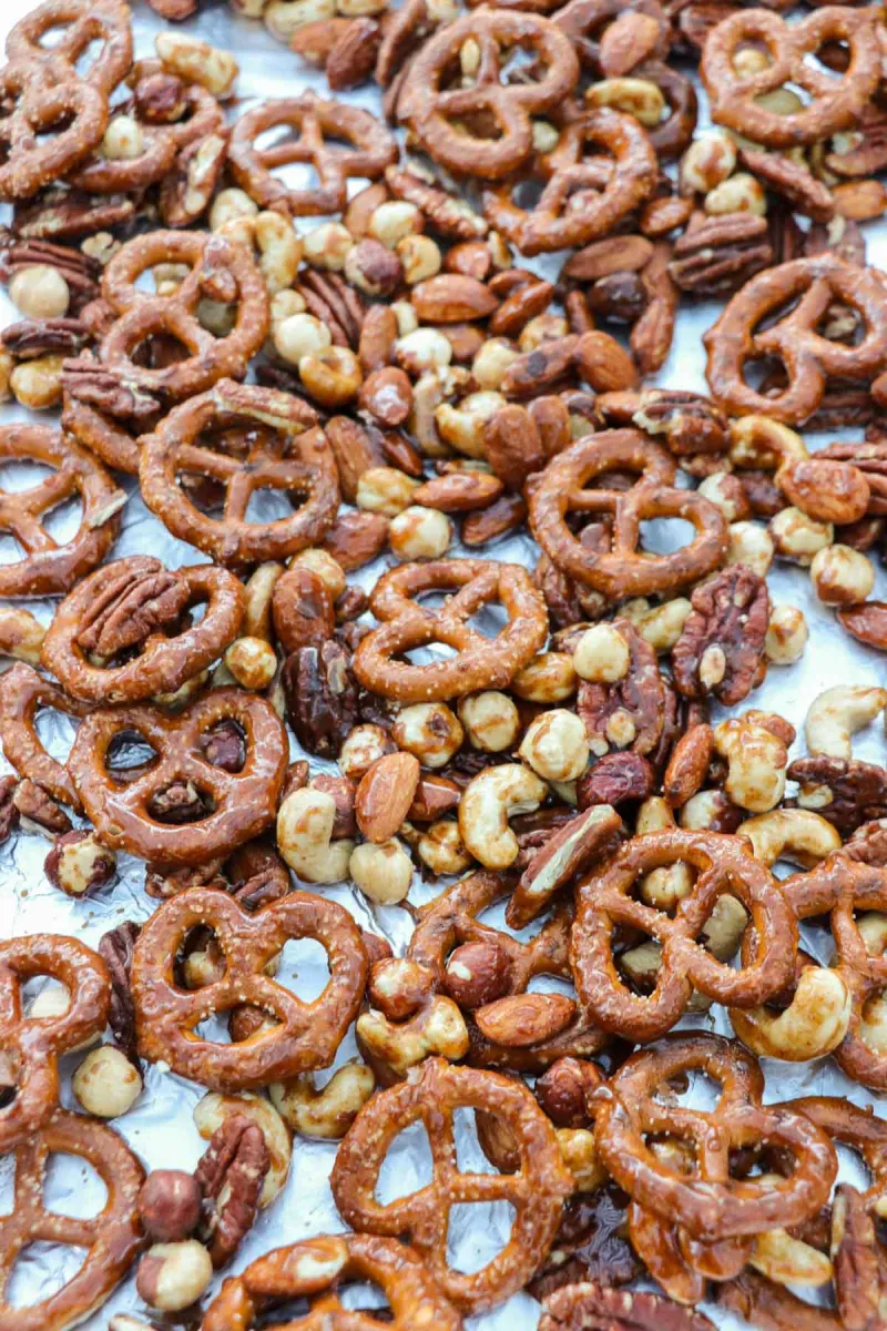 Sweet and Spicy Nuts and Pretzels