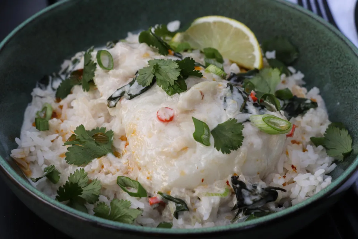 Thai-Inspired Coconut Lemongrass Poached Fish