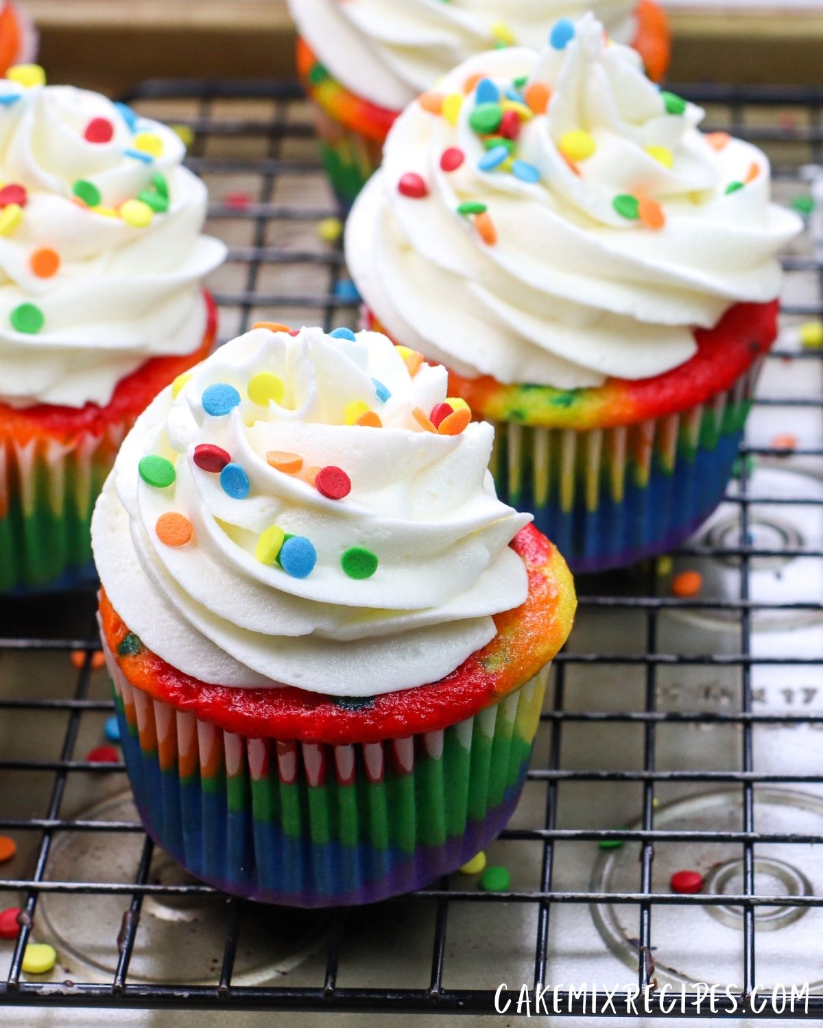 Rainbow Colorful Cupcakes