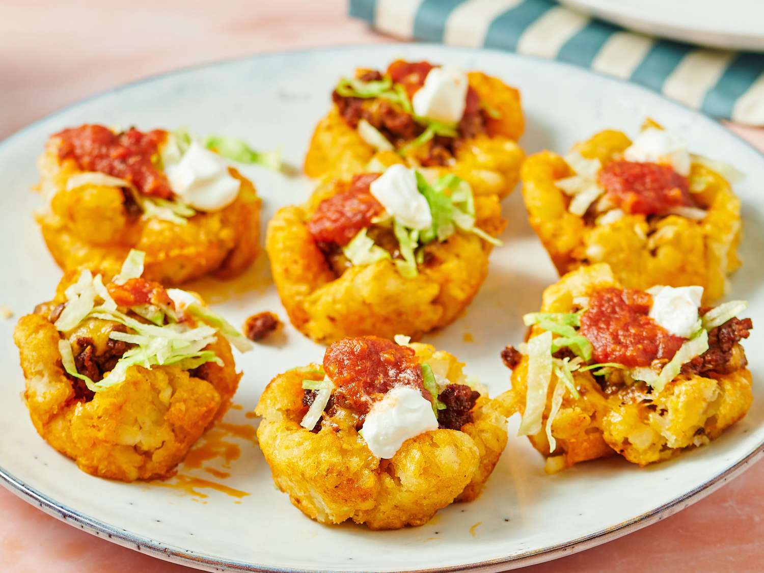 Loaded Tater Tot Taco Cups