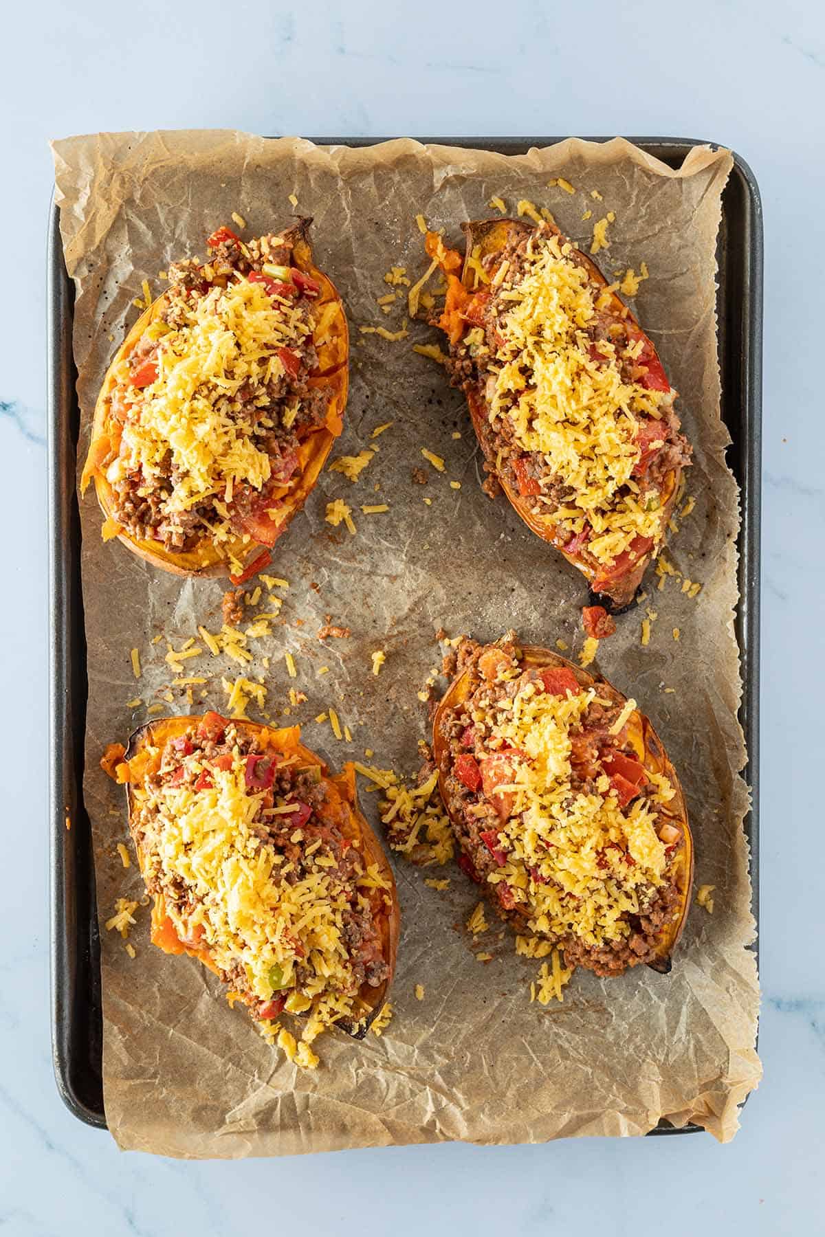 Loaded Sweet Potato with Ground Beef