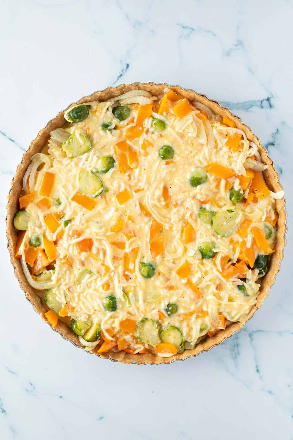 Quiche with Pumpkin and Brussels Sprouts