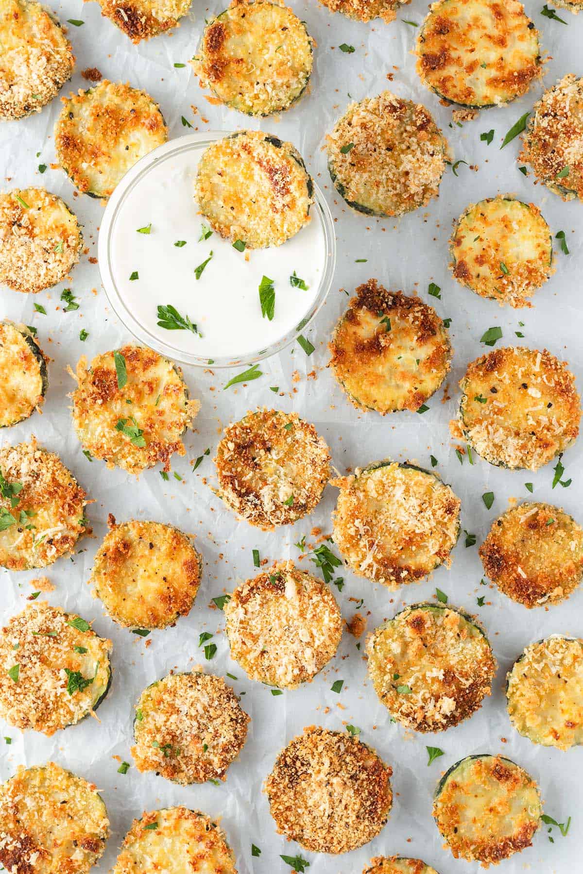 Crispy Parmesan Baked Zucchini Chips