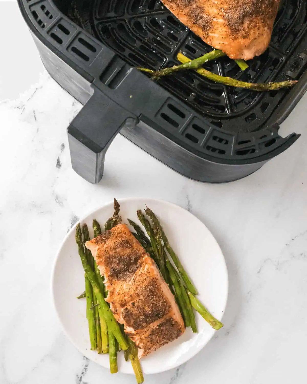 Air Fryer Salmon and Asparagus