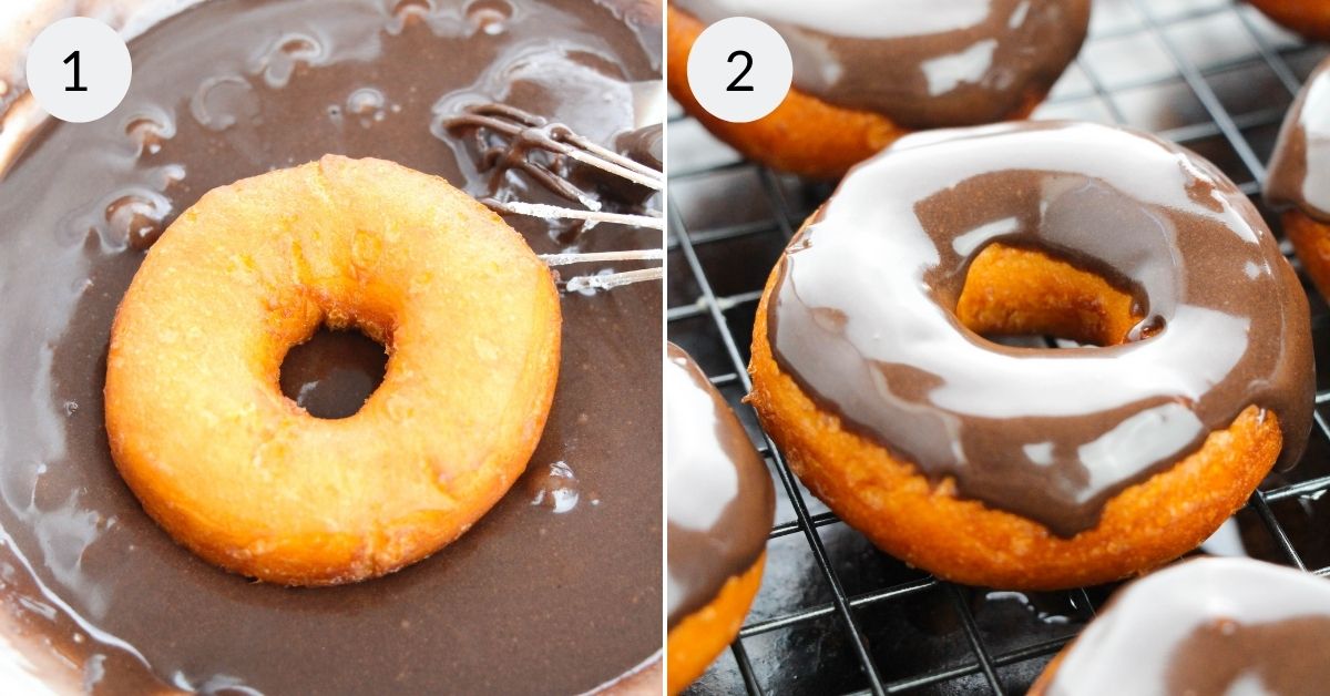 Chocolate Glazed Biscuit Donuts