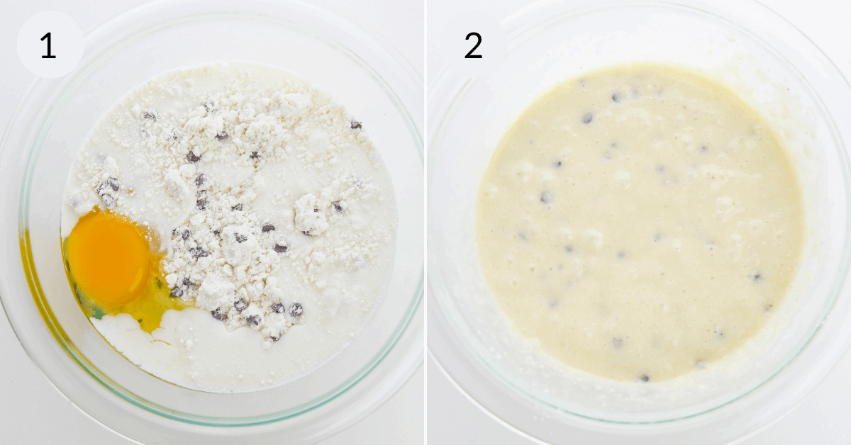 Chocolate Chip Cake Mix Pancakes