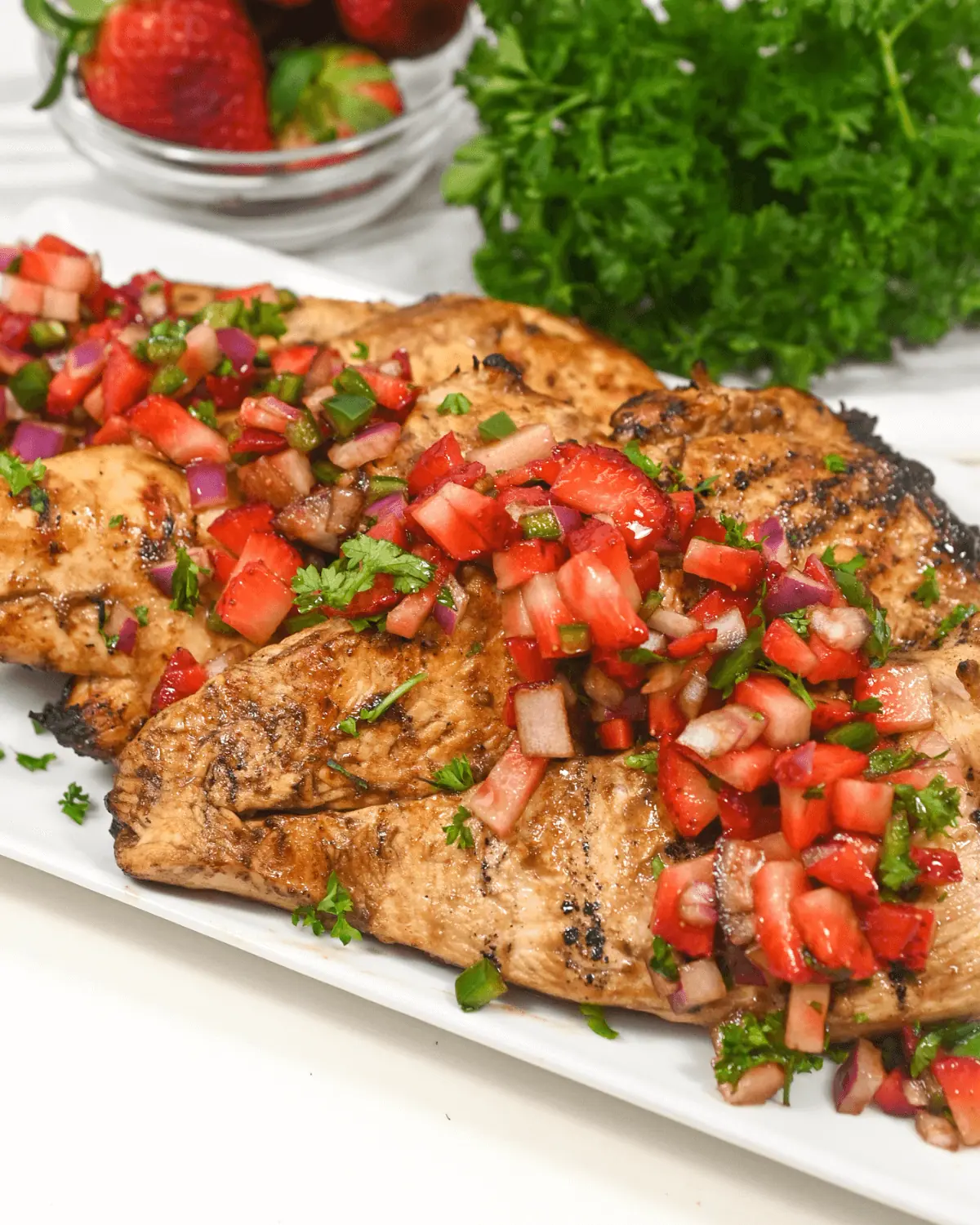 Grilled Balsamic Chicken with Strawberry Salsa