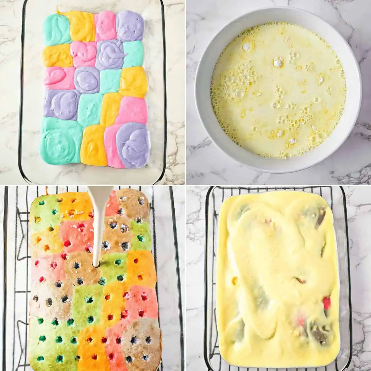 Rainbow Pudding Poke Cake