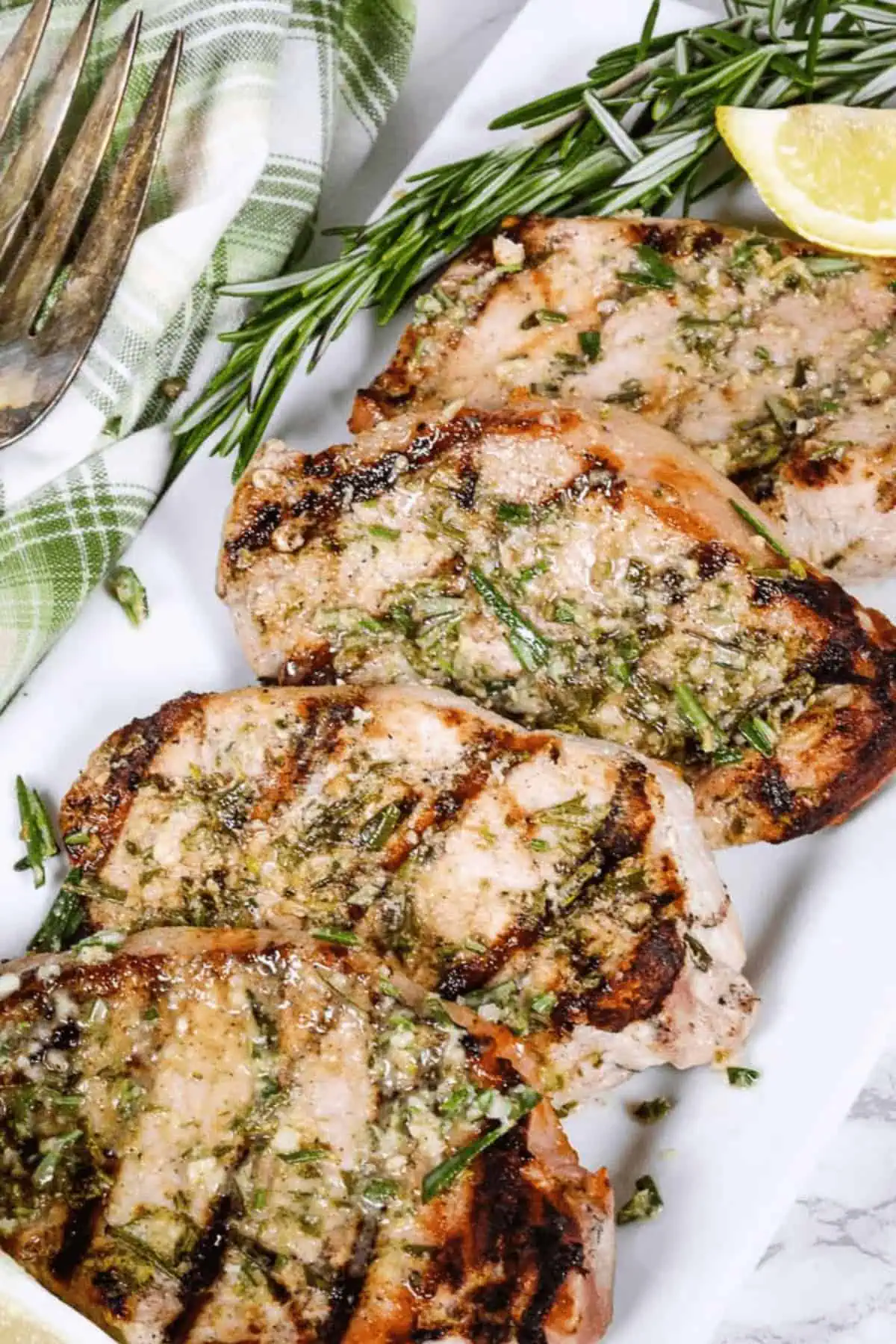 Grilled Boneless Pork Chops with Garlic and Rosemary