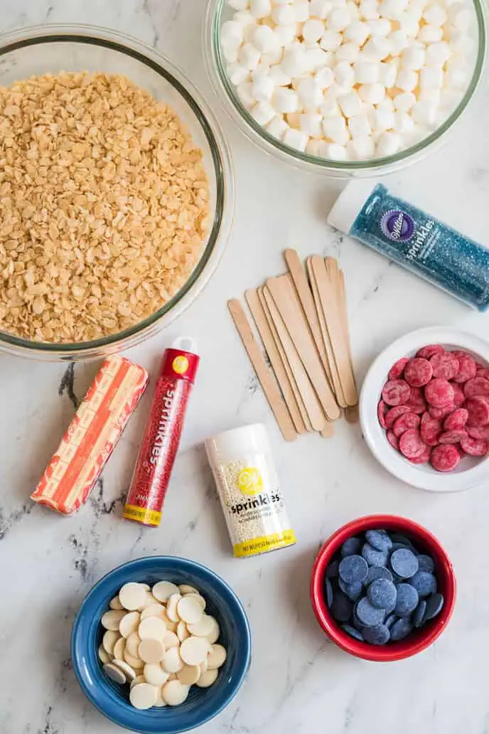 Chocolate Covered Rice Krispy Treat Flags