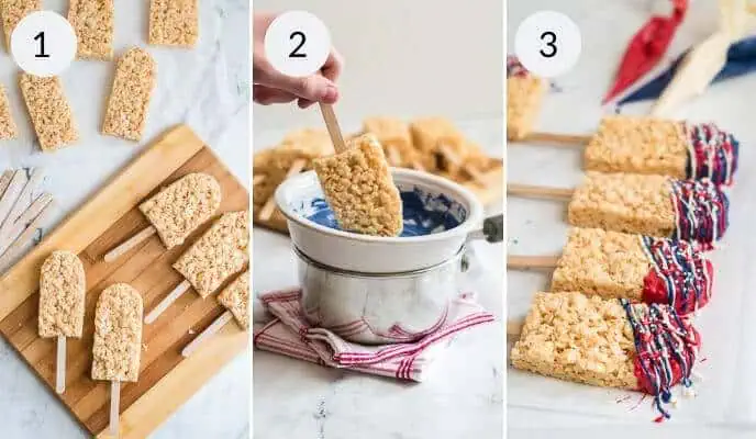 Chocolate Covered Rice Krispy Treat Flags