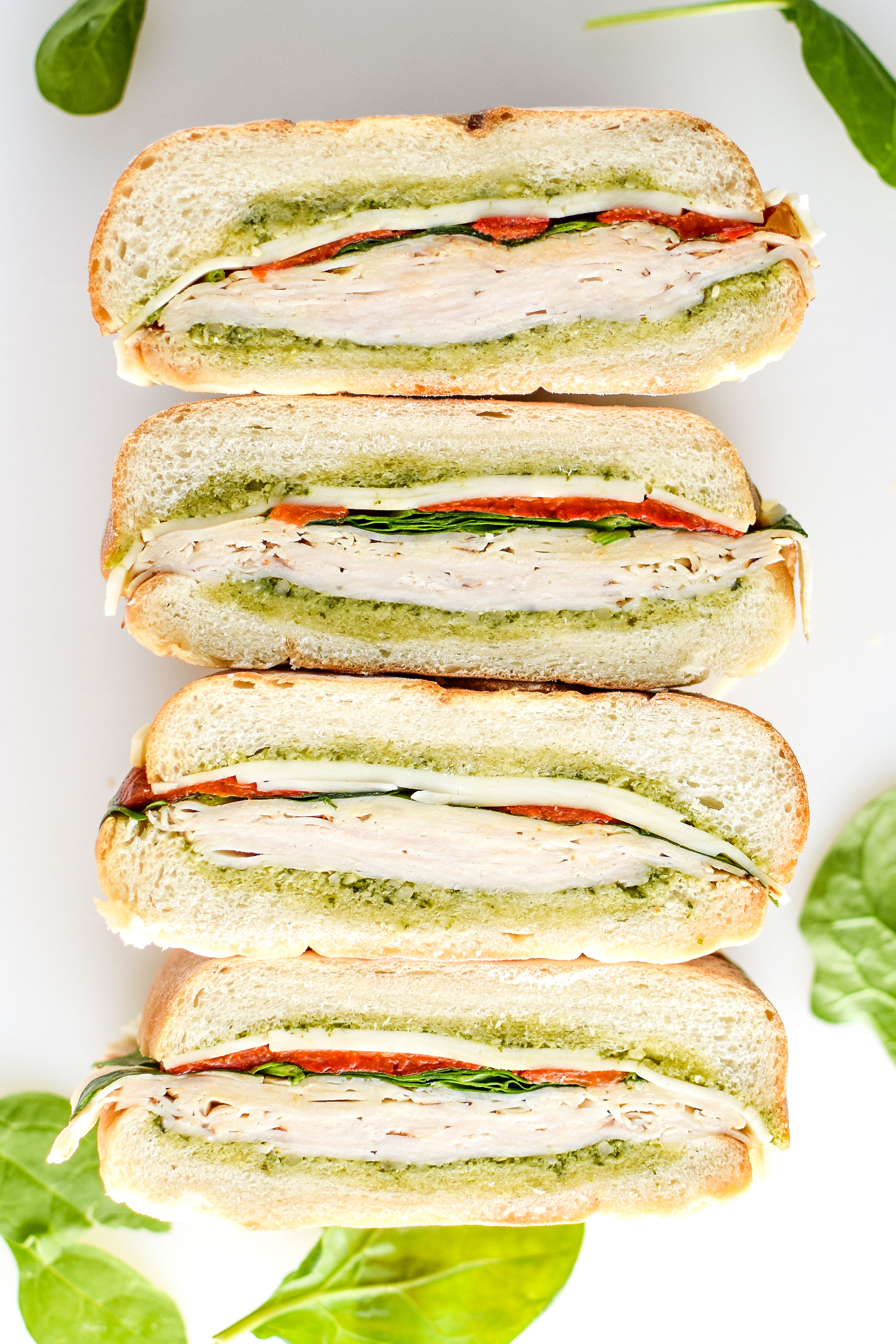 Pesto Chicken Overnight Pressed Sandwiches
