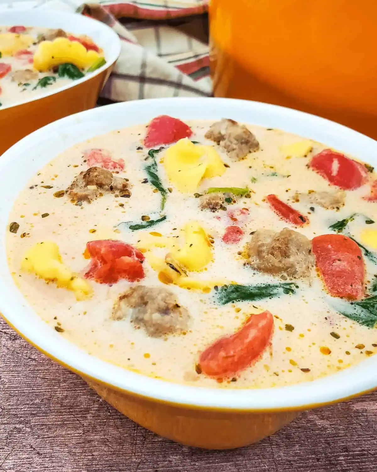 Sausage Spinach and Tortellini Soup