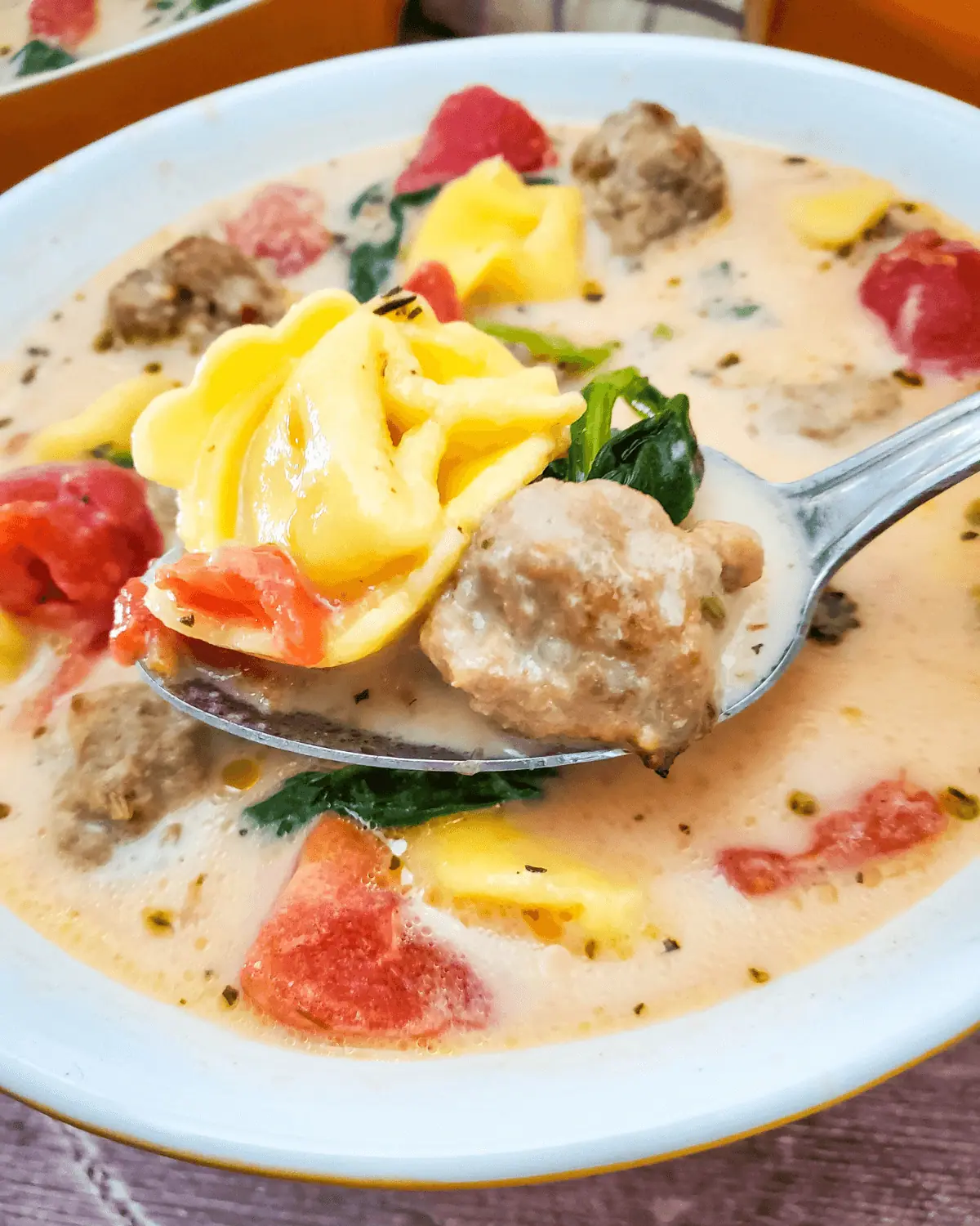 Sausage Spinach and Tortellini Soup