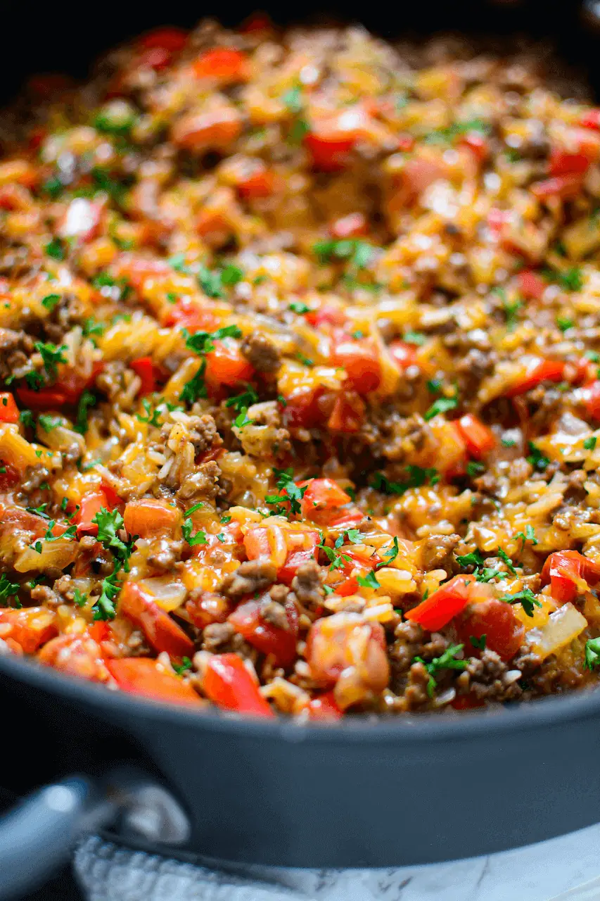 Tex Mex Ground Beef and Rice Skillet