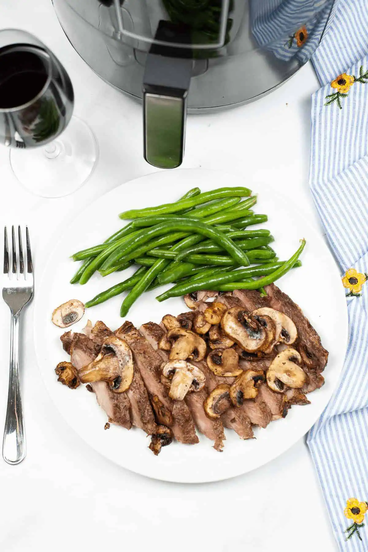 Air Fryer Ribeye Steak and Mushrooms