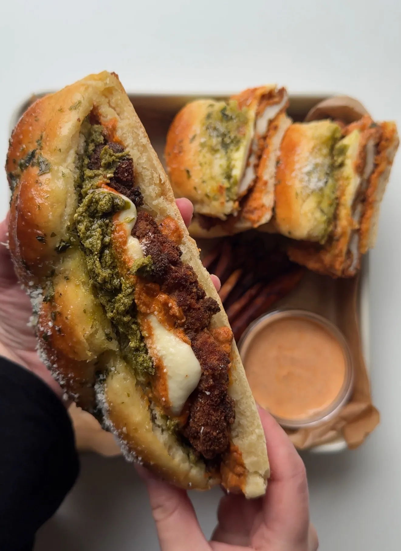 Garlic Knot Vodka Parmesan Chicken Sandwich