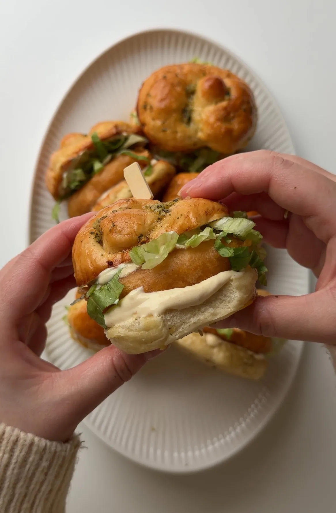 Garlic Knot McChicken Sliders