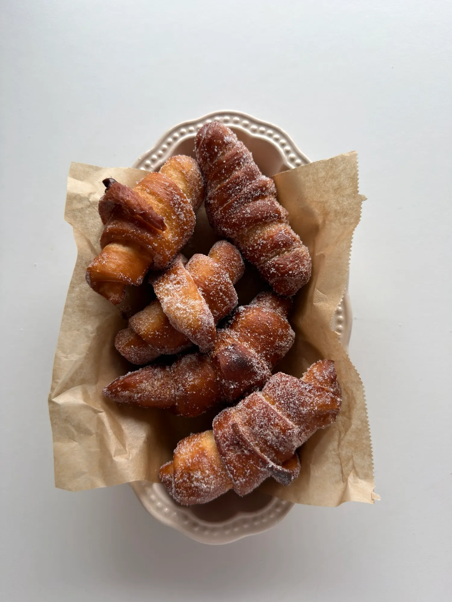 Mini Fried Croissants with Dark Chocolate Cream