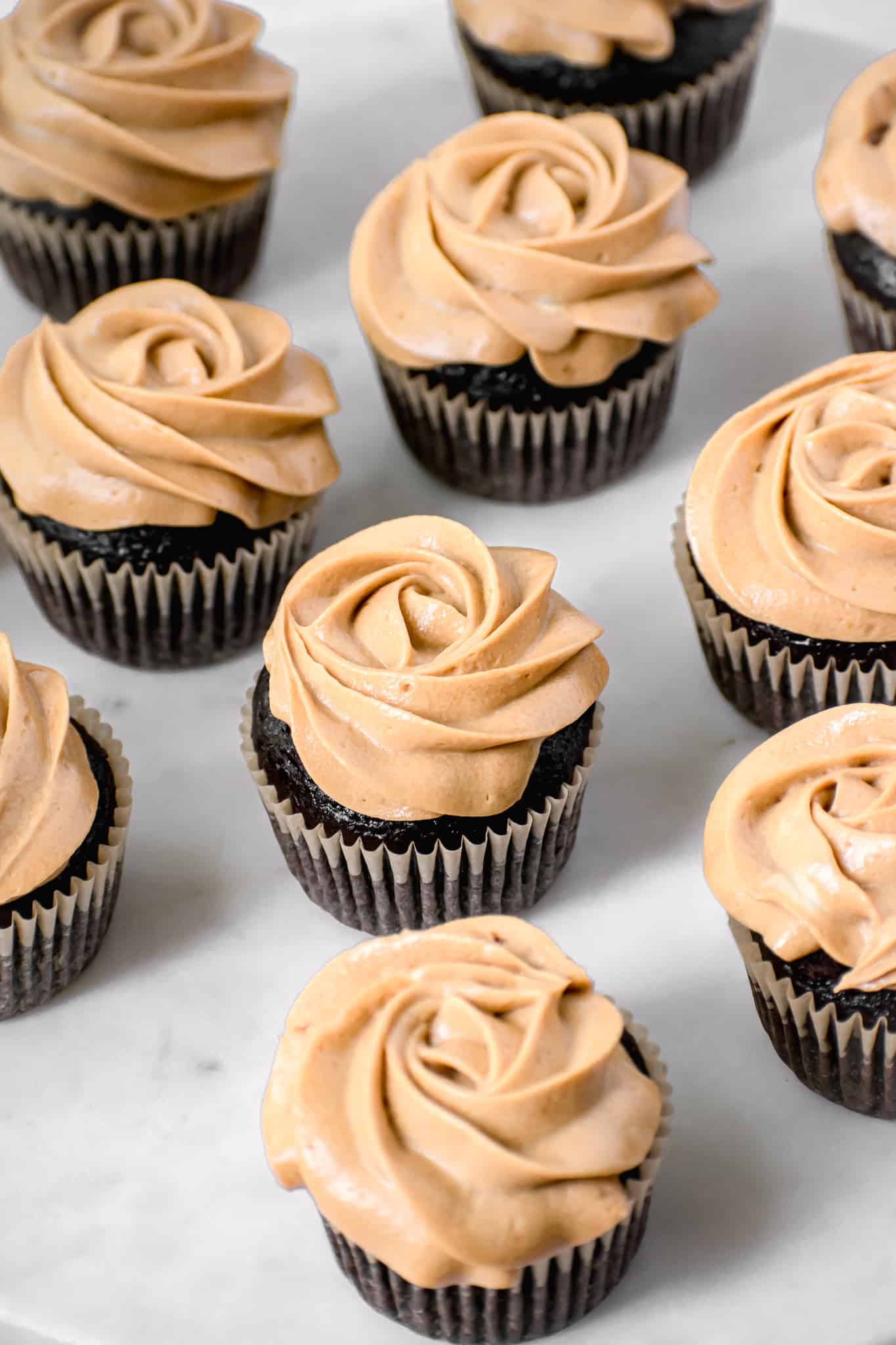 Chocolate Cupcakes with Burnt Sugar German Buttercream