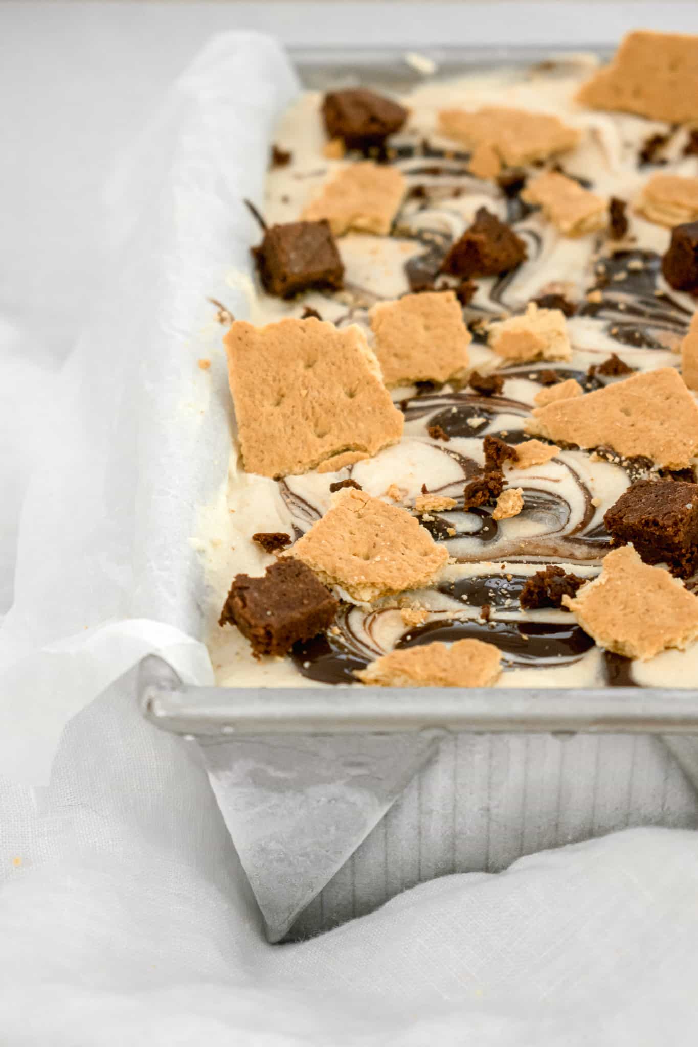 No Churn Graham Ice Cream With Brownie Fudge Swirl