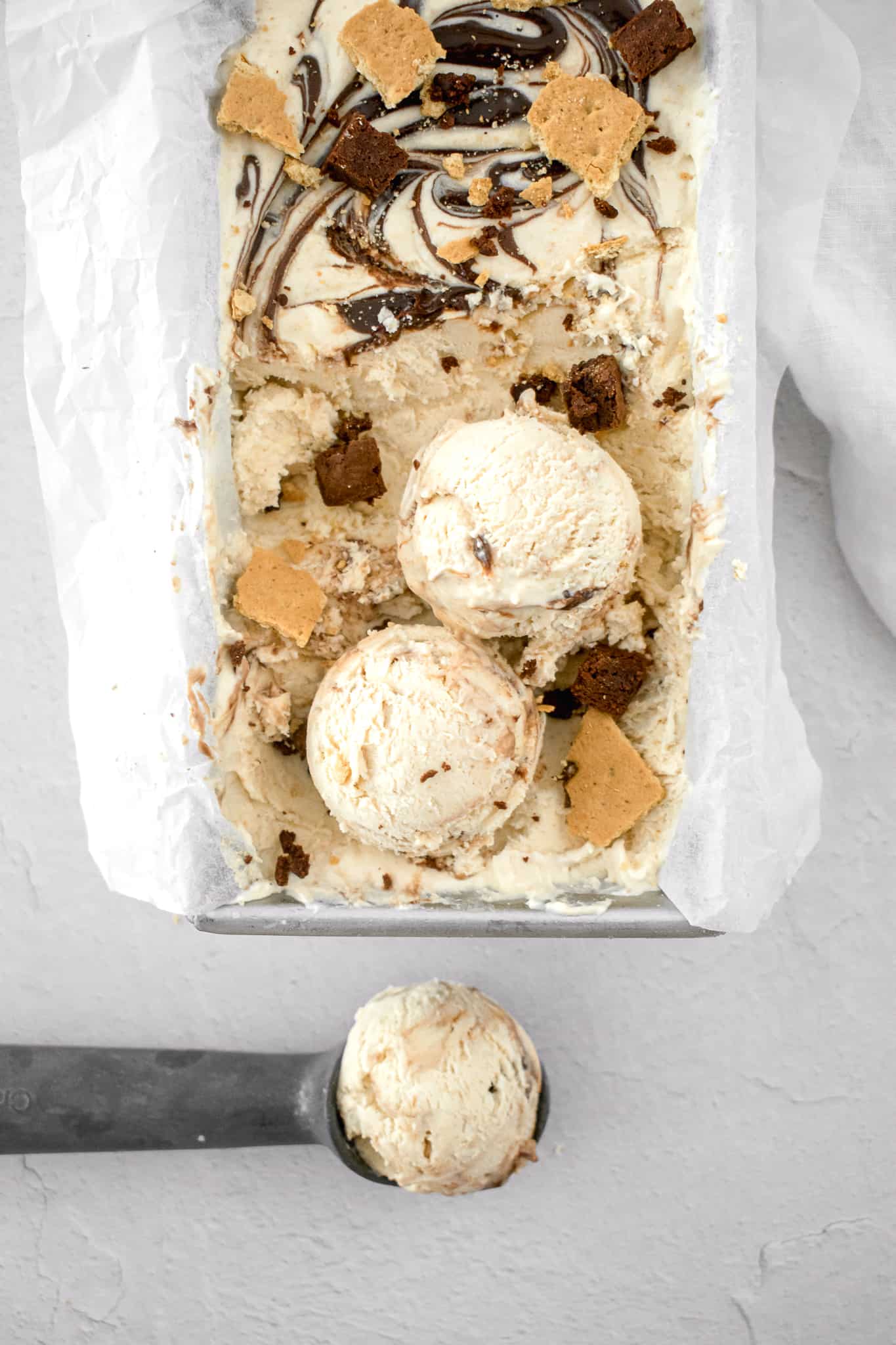 No Churn Graham Ice Cream With Brownie Fudge Swirl
