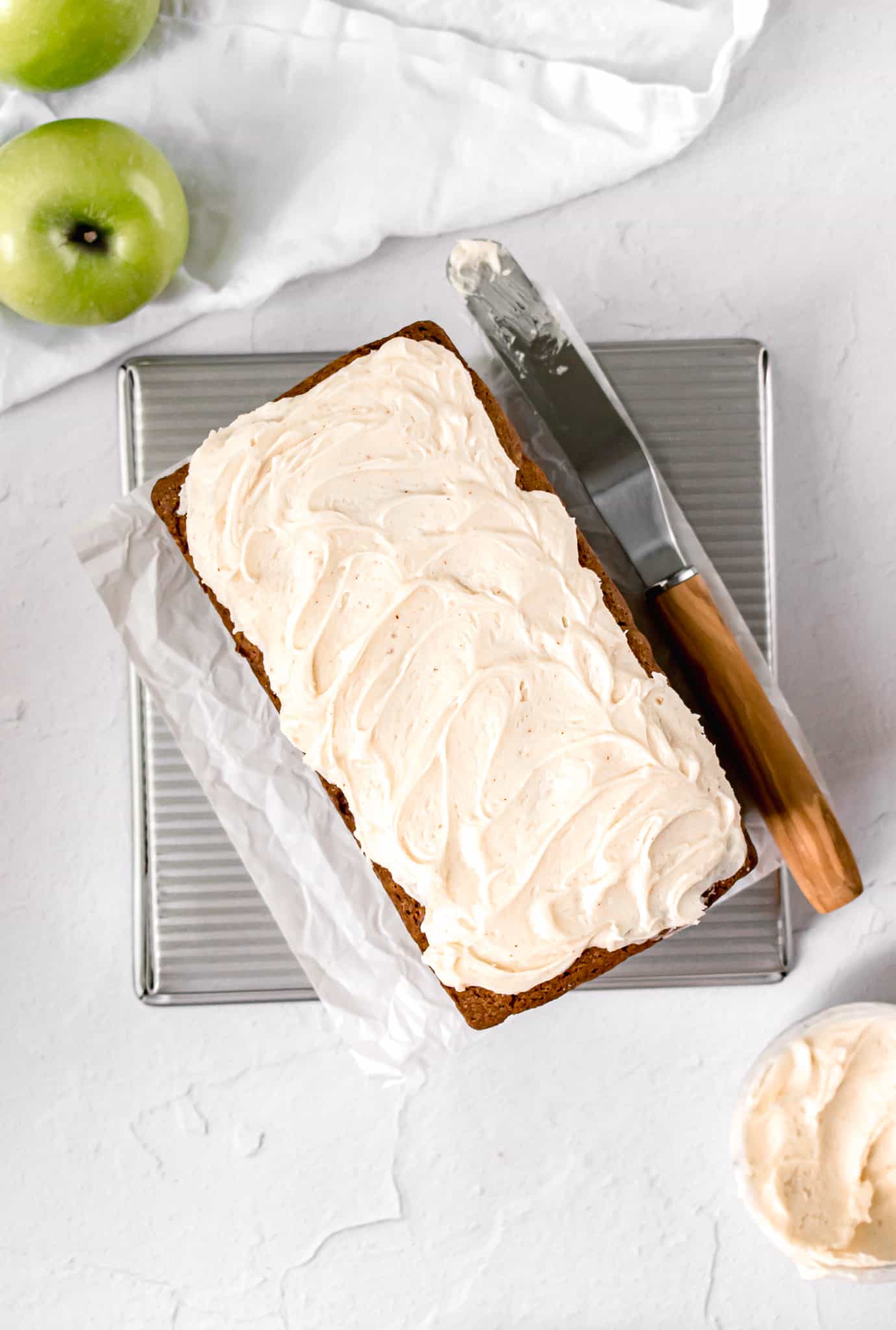 Apple Spice Loaf Cake with Brown Butter Cream Cheese Frosting