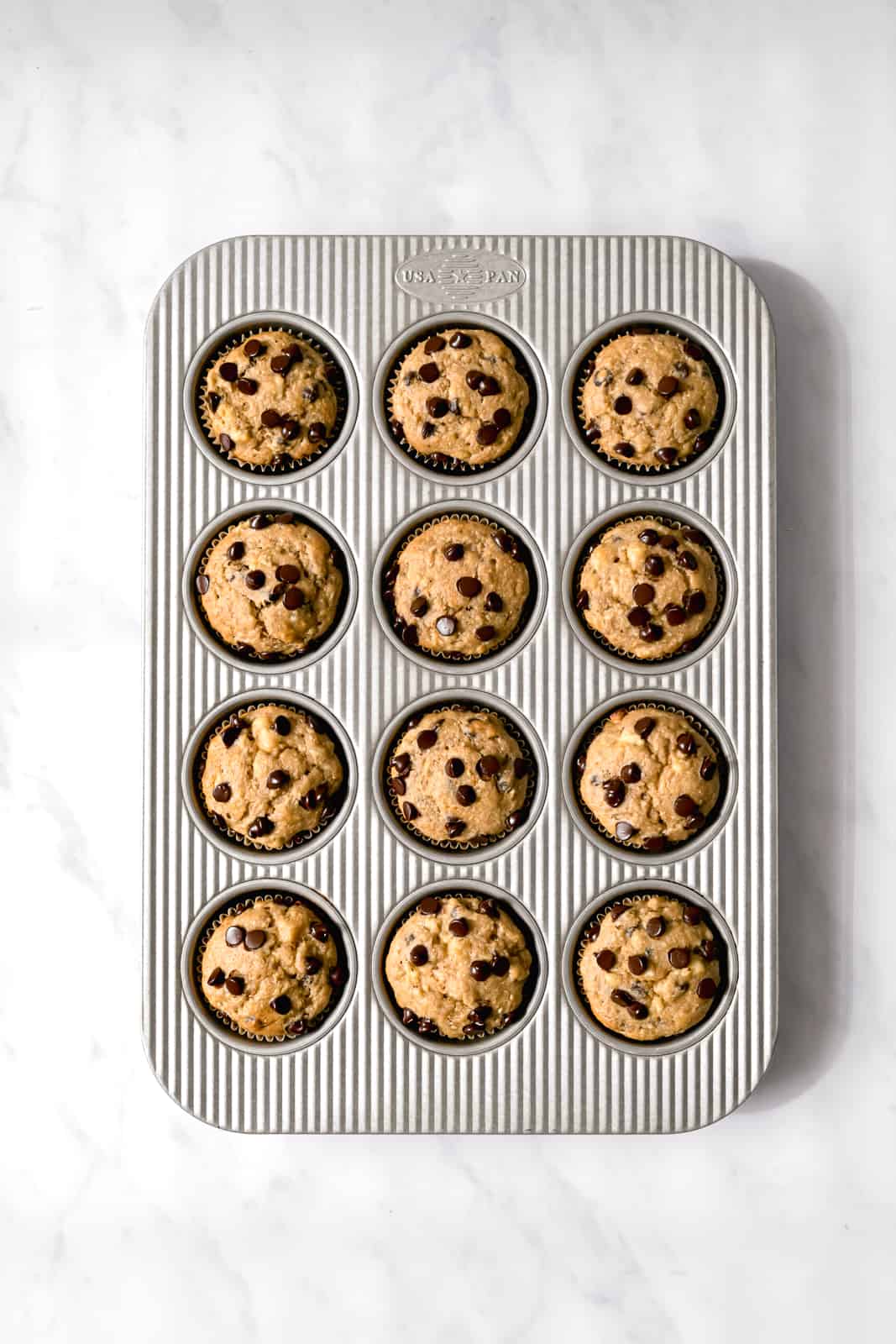 Banana Tahini Chocolate Chip Muffins