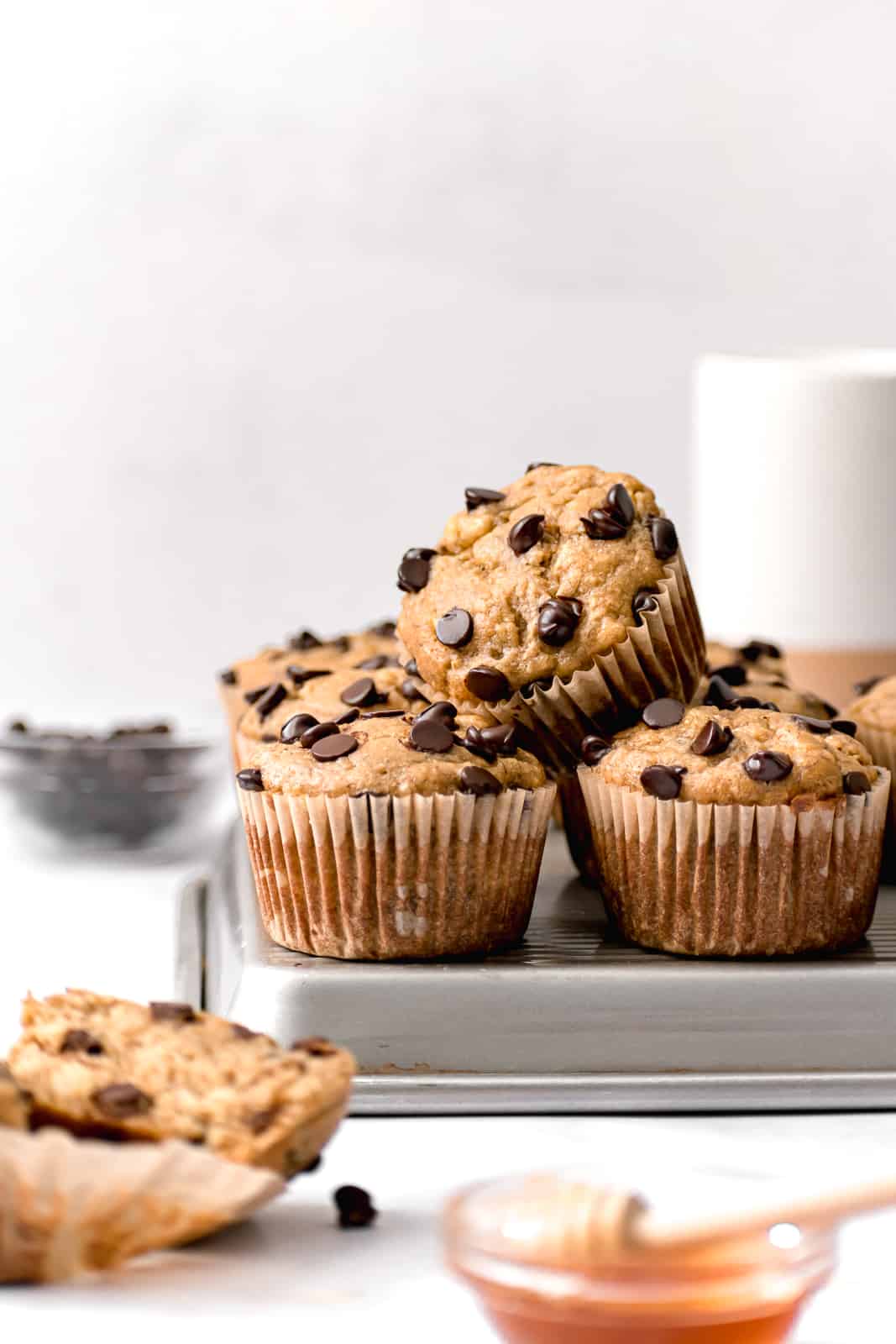 Banana Tahini Chocolate Chip Muffins