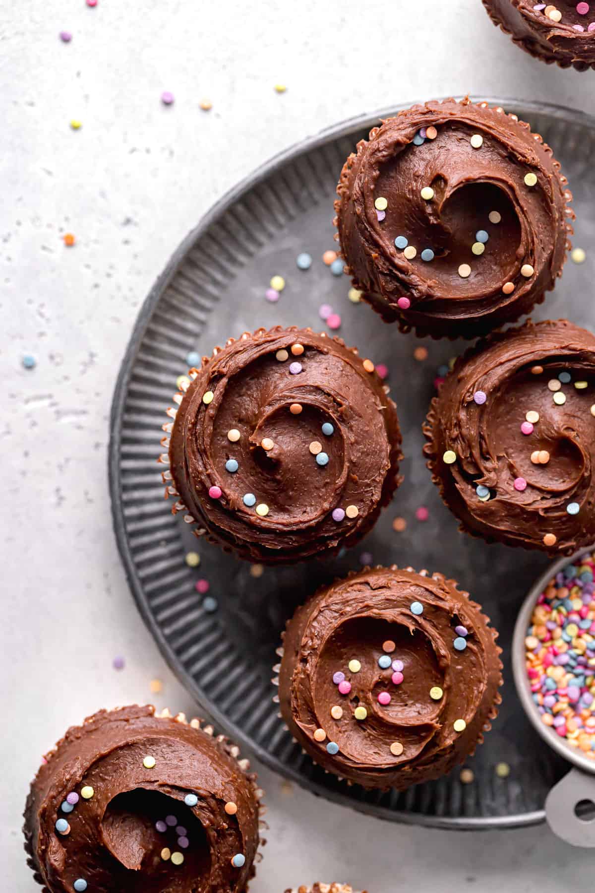 Small Batch Vanilla Cupcakes with Dark Chocolate Frosting