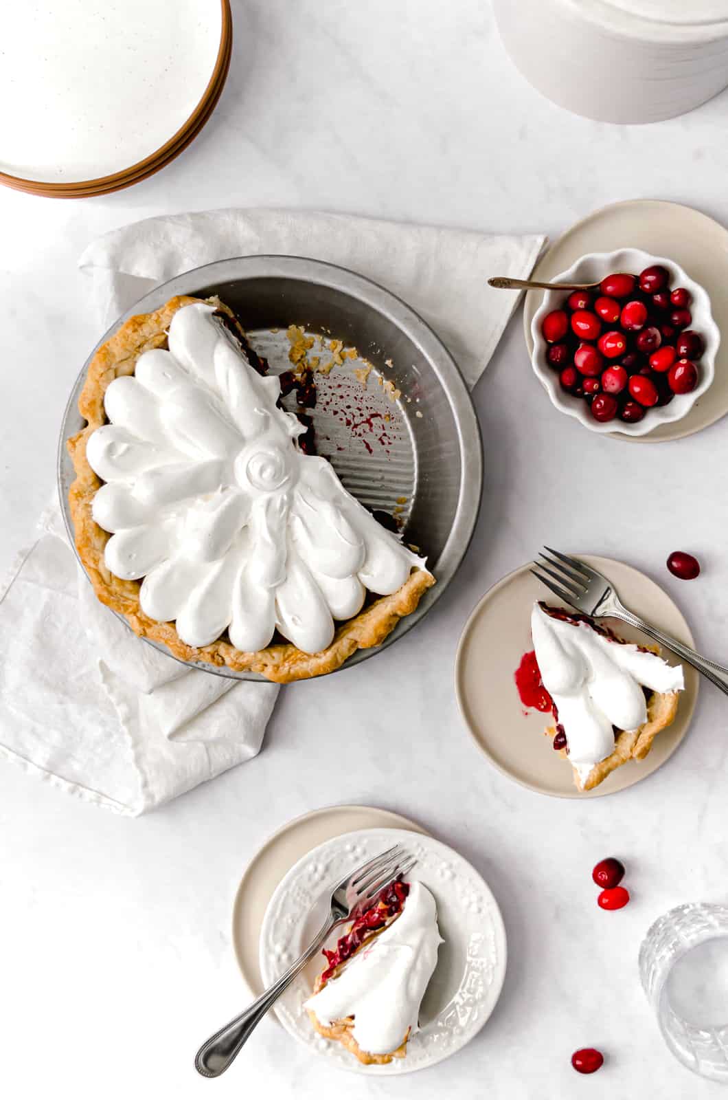 Ginger Molasses Cranberry Pie with Swiss Meringue