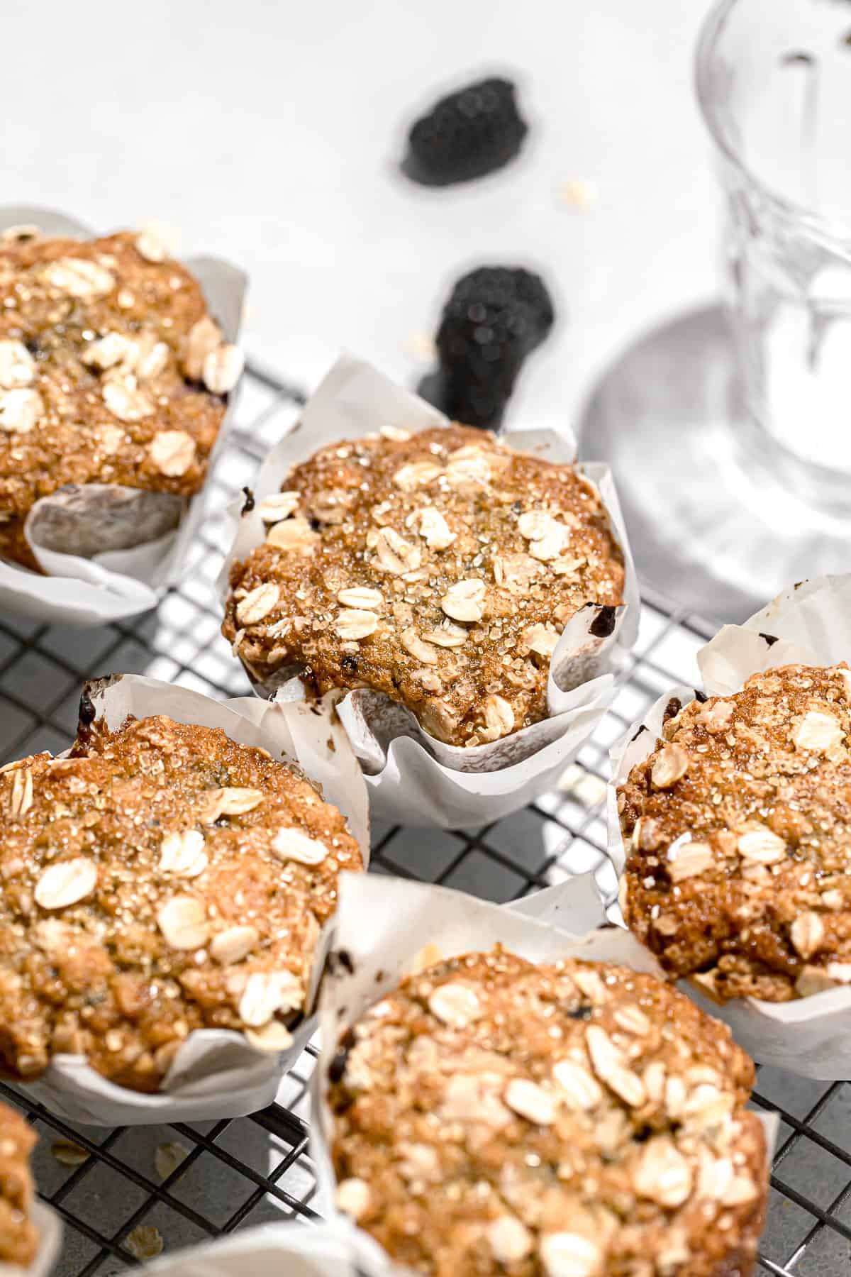Bakery Style Blackberry Oatmeal Muffins