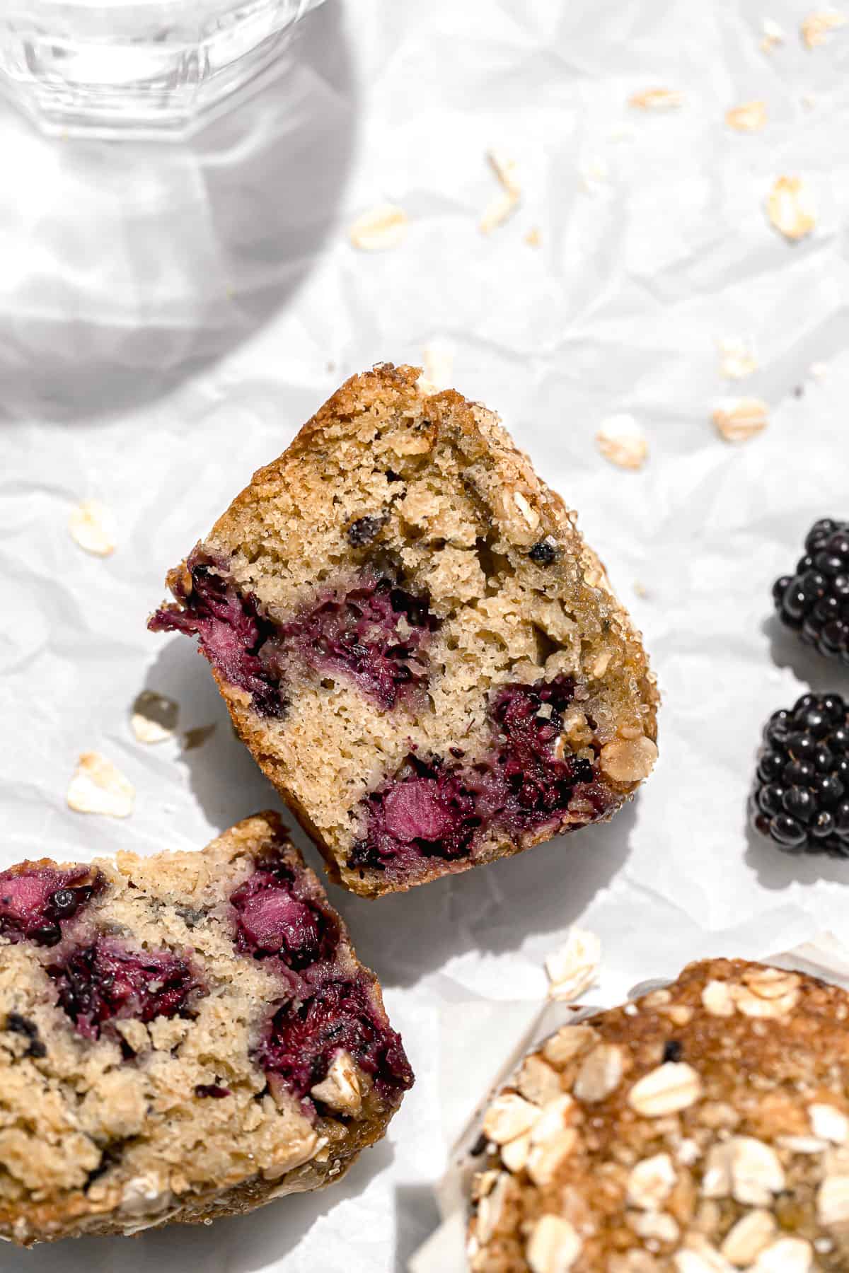 Bakery Style Blackberry Oatmeal Muffins